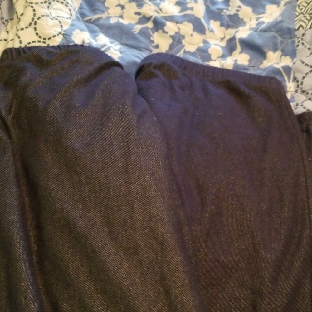 Two pair denim soft leggings navy and black